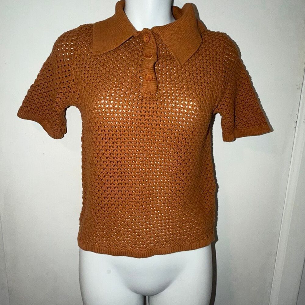 DAPHNEA PARIS Amber Cotton Knit Polo Shirt-S